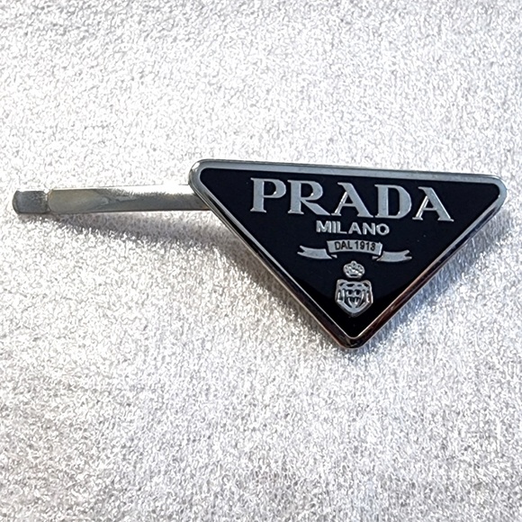 SALE Black Prada Silver Hair Clip Pin - Picture 1 of 4